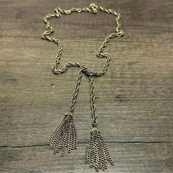 Vintage Tassle Pendants Long Tie Necklace - Picture 1 of 3